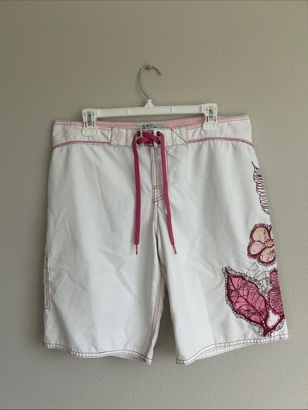 Insane Y2K Roxy White & Pink Unisex Board Shorts With Flowers